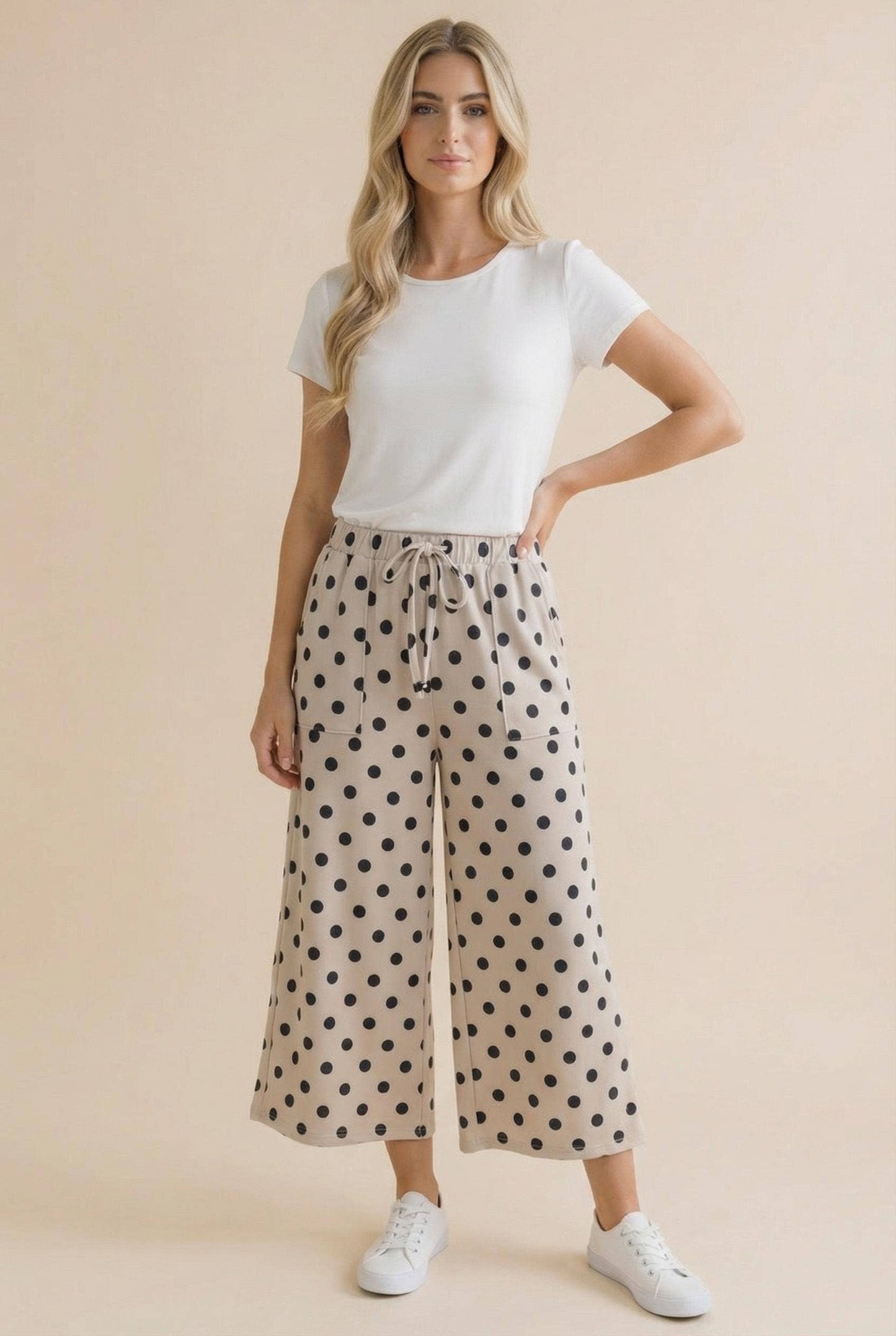 Elastic Waist Polka Dot Pants