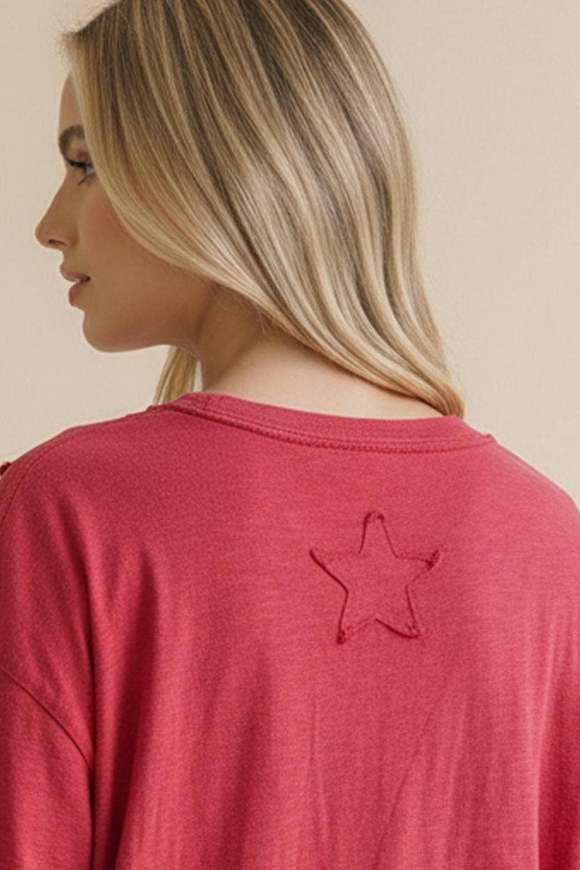 Star Patchwork Oversized Loose Fit Knit Top