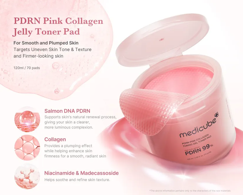 MEDICUBE PDRN Pink Collagen Toning Gel Toner Pad