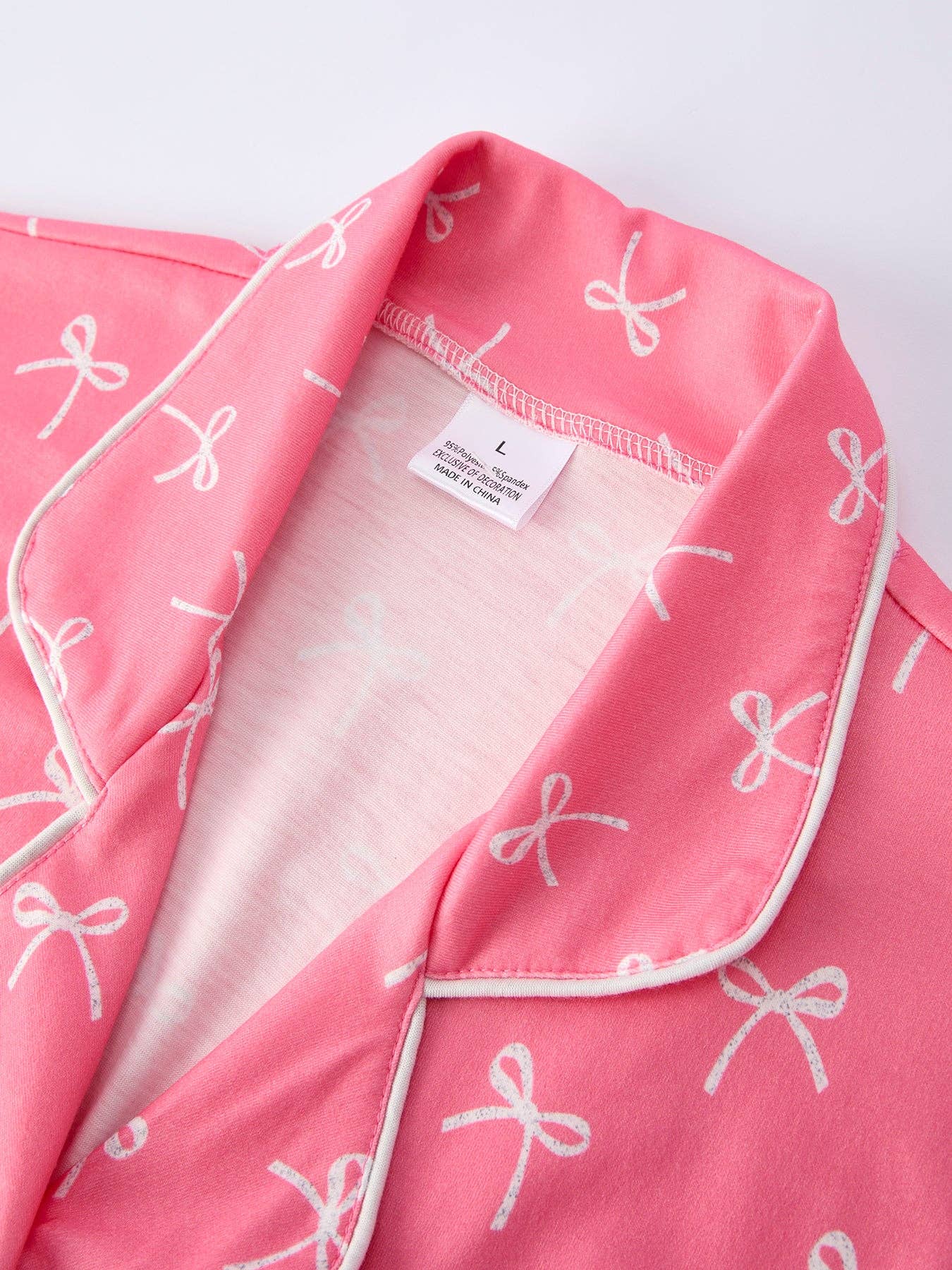 Kids  Bow Print Ruffle Pajama Set