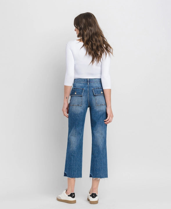 HR Cropped Utility Straight Jeans