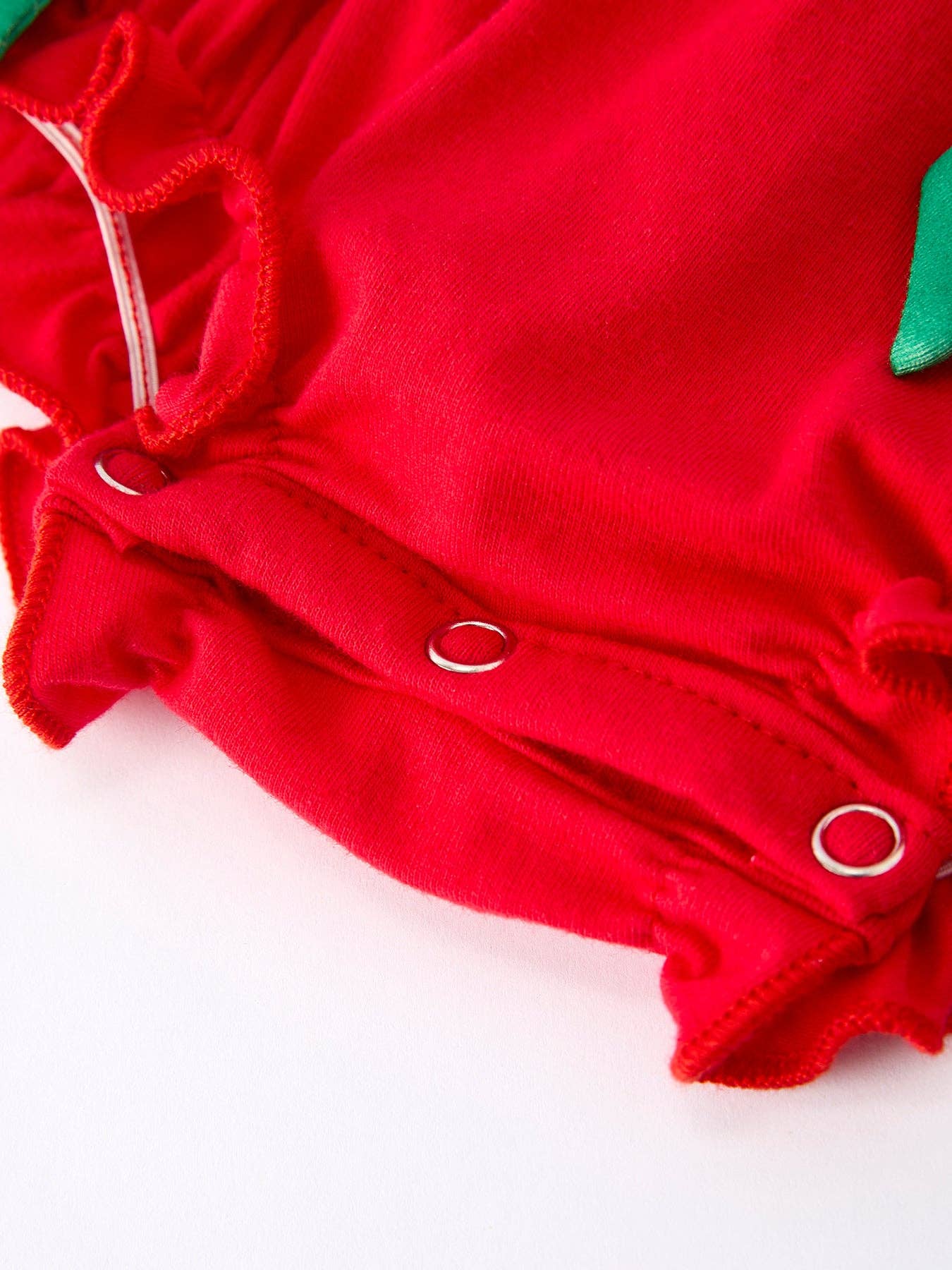 Christmas Smocked Girls Romper with Green Bow and Tree Embroidery