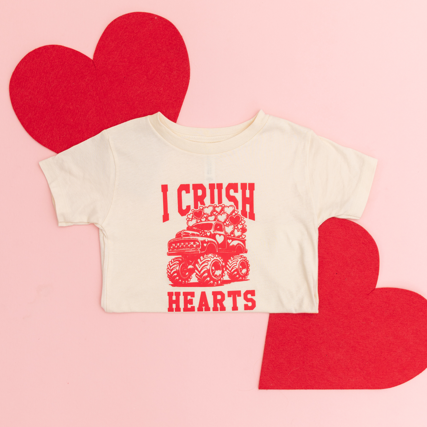 I Crush Hearts Monster Truck Valentines Day Kid Shirt