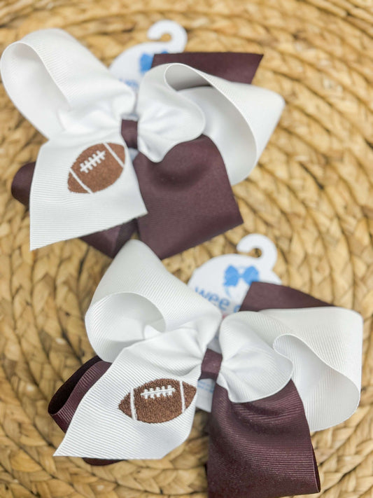 Maroon/White Football Gameday Bow