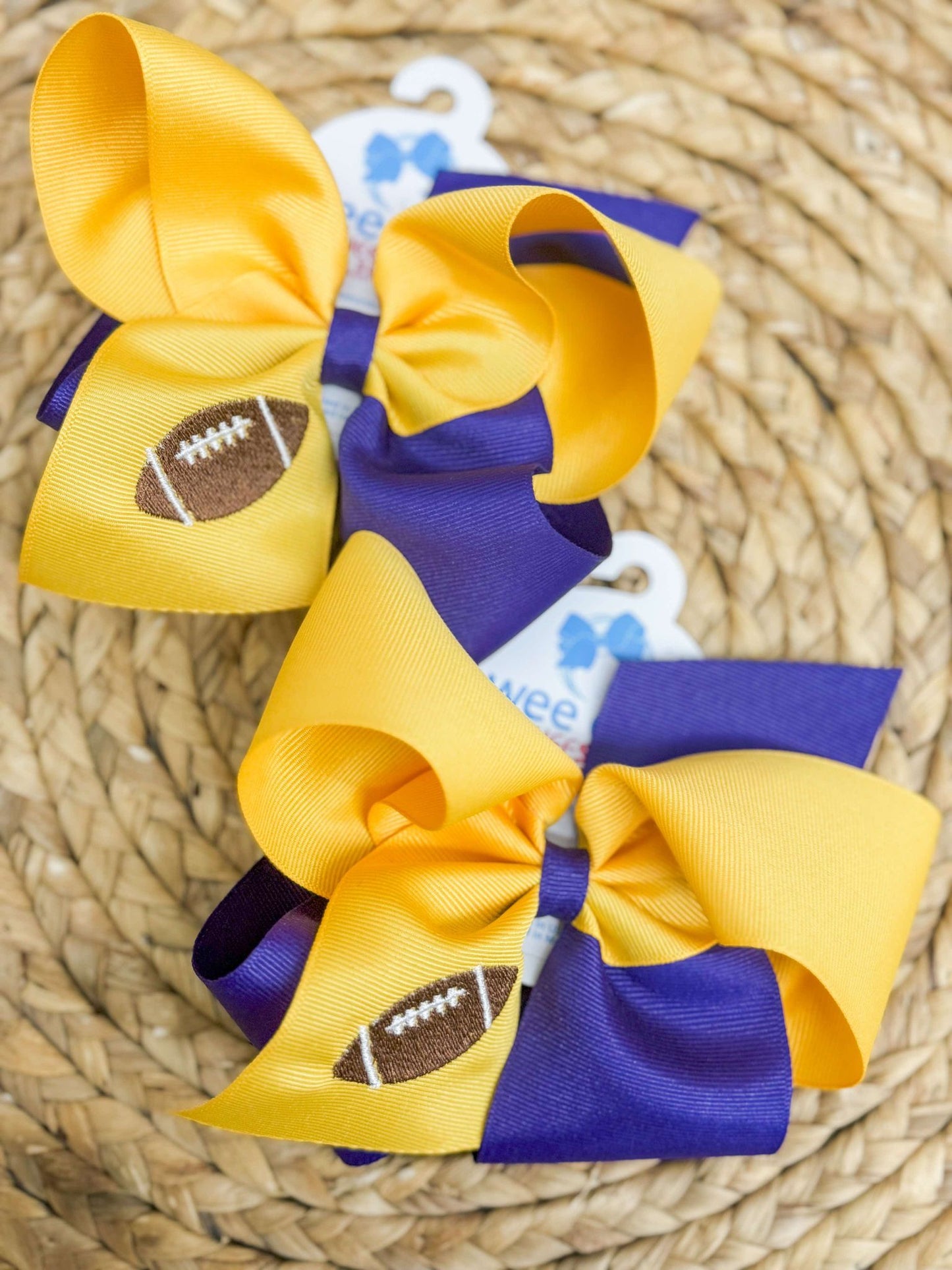 Purple/Yellow Football King Bow