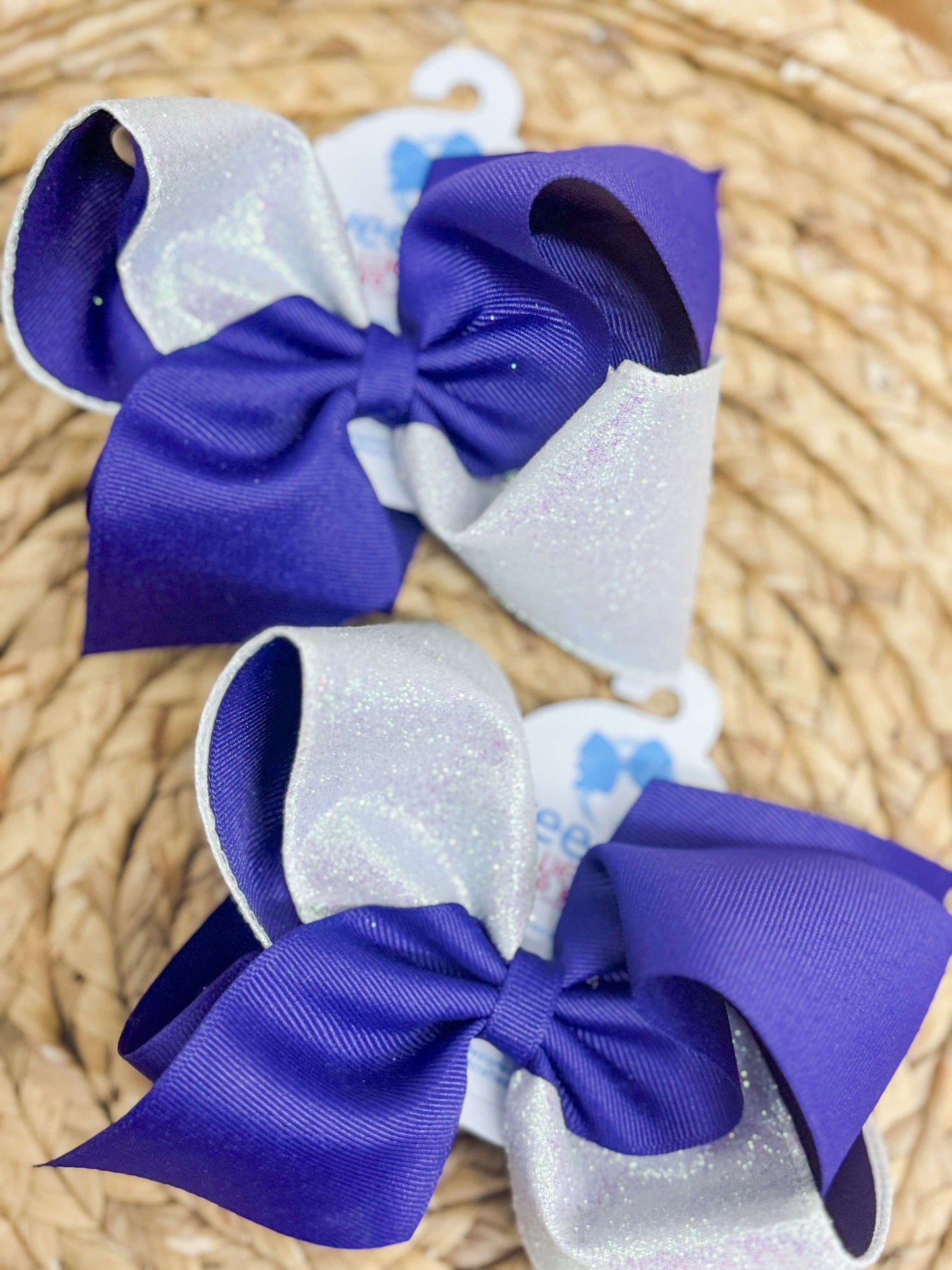 Purple/Glitter White Gameday Bow