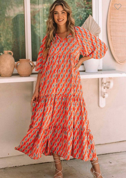 Mango Geo Maxi Dress