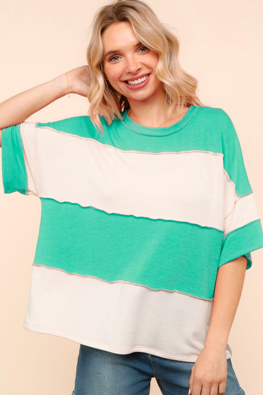 Mint Stripe French Terry Tee
