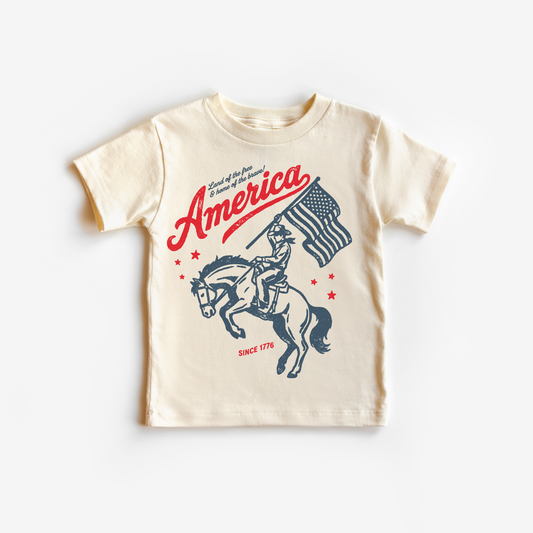 American Cowboy 1776 Flag Boy Freedom 4th  of July Shirt