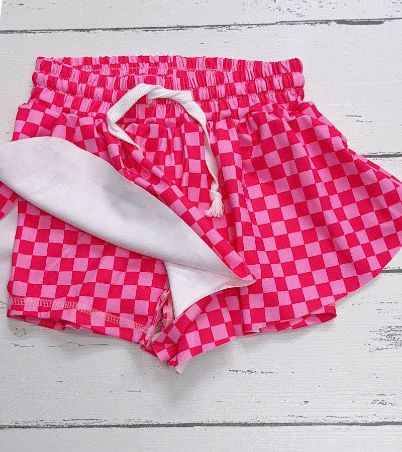 Lt. Pink & fuchsia Checkered  Hi-Performance Shorts