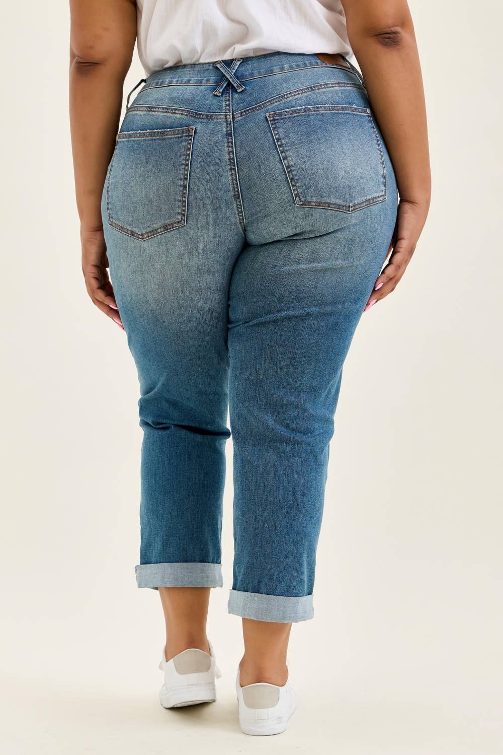 MR Boyfriend Cool Denim w/ Cross Back Belt Loops- PLUS