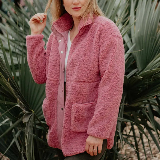 Mauve Oversized Sherpa Jacket