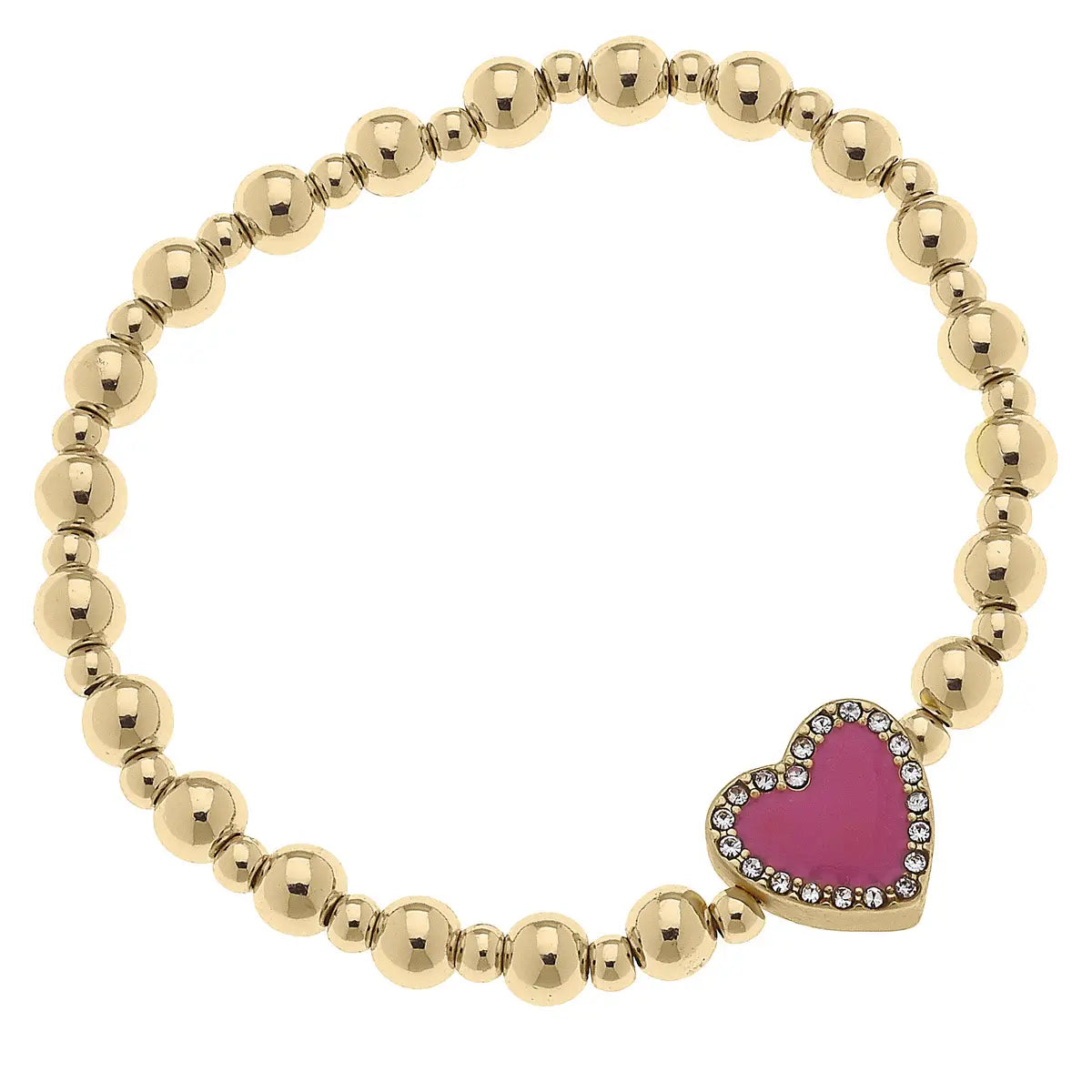 Maggie Pave Heart Children's Stretch Bracelet in Fuchsia