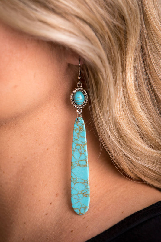 4" Turquoise Slab Earring on Fishhook