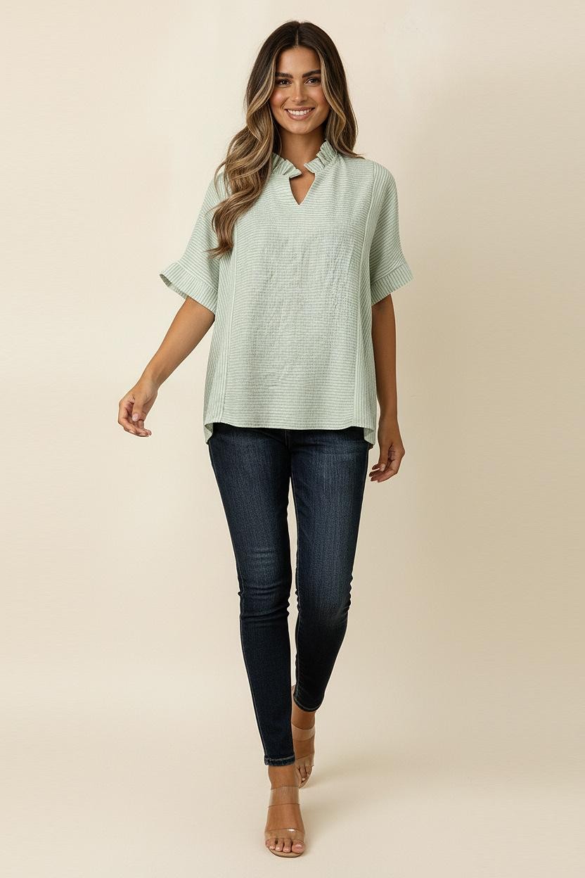 Dolman Oversized Pin Stripe Woven Top