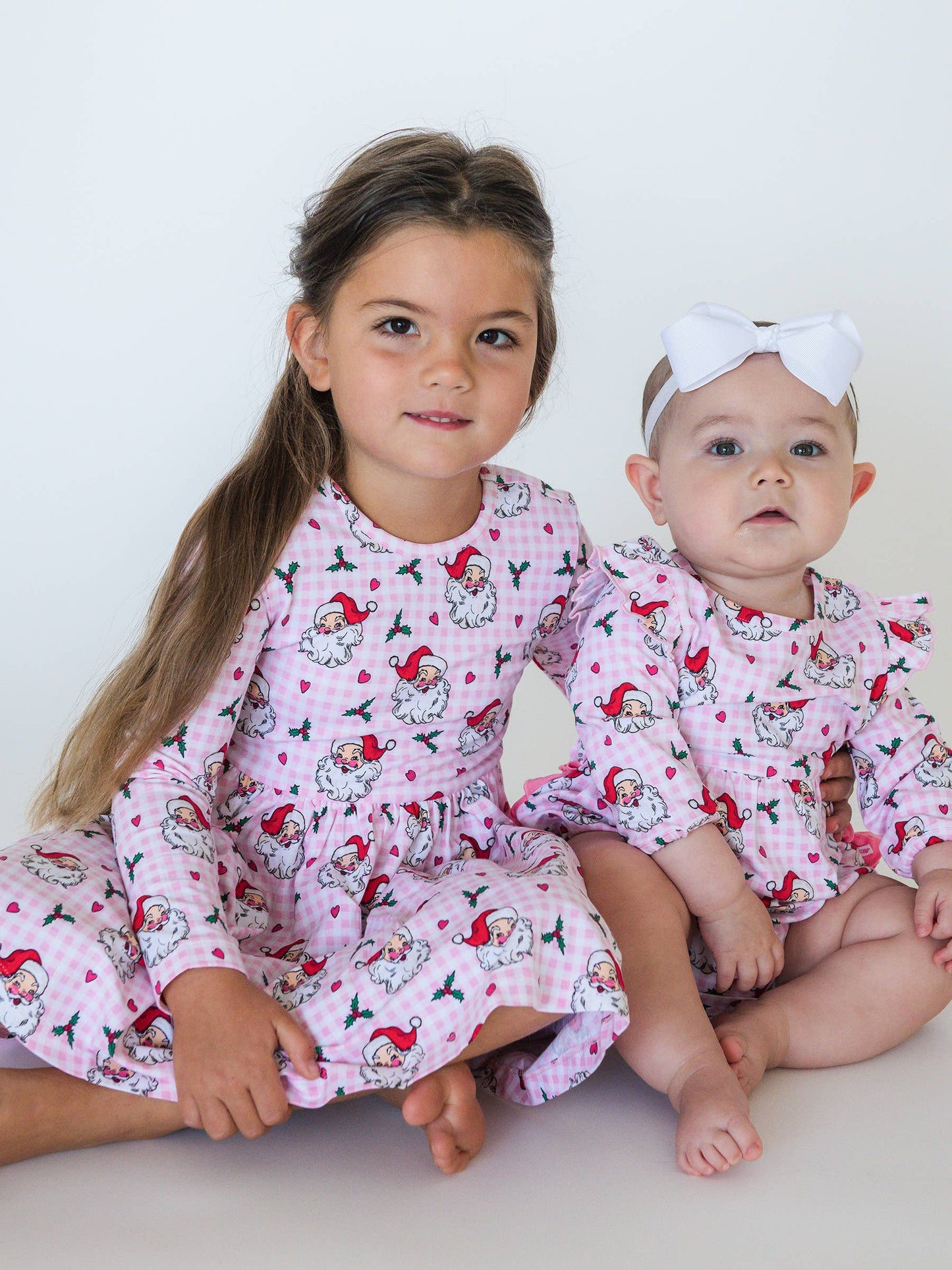 Baby Girls Pink Dear Santa Knit Long Sleeve Flutter Bubble Romper