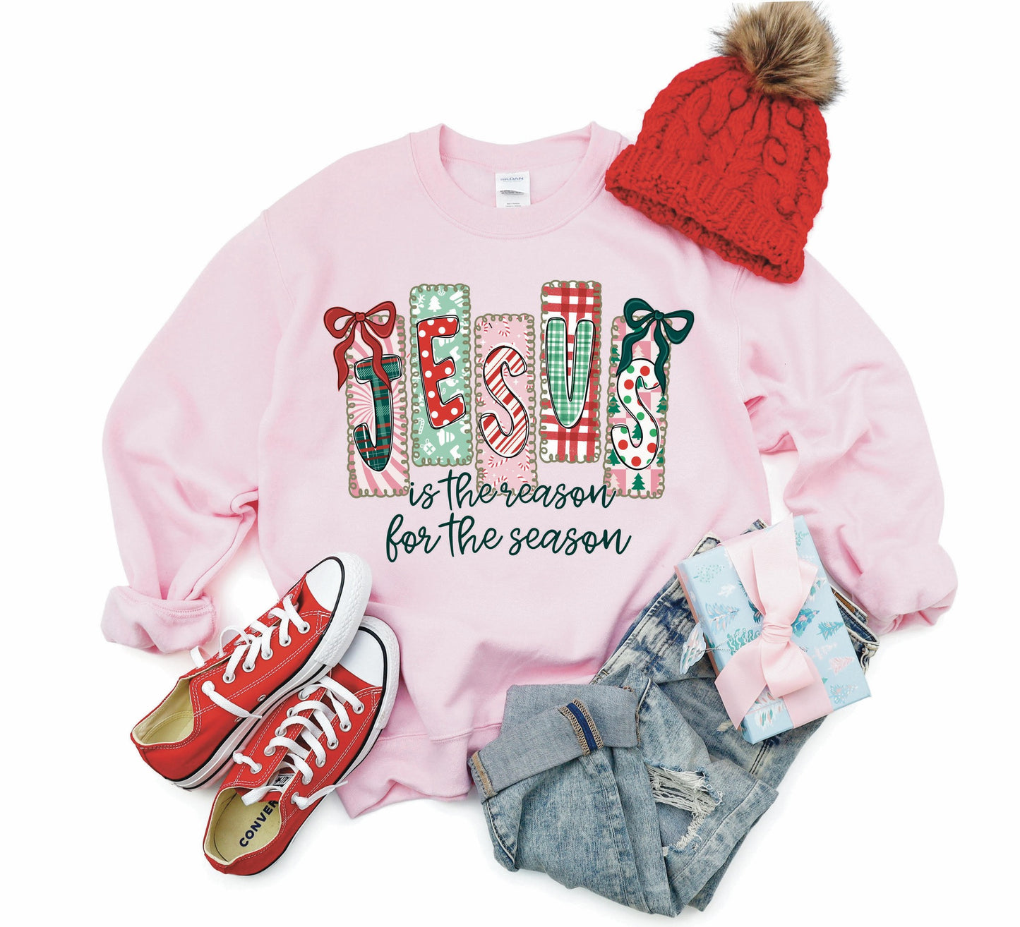 Jesus Is The Reason For The Season Bows Sweatshirt