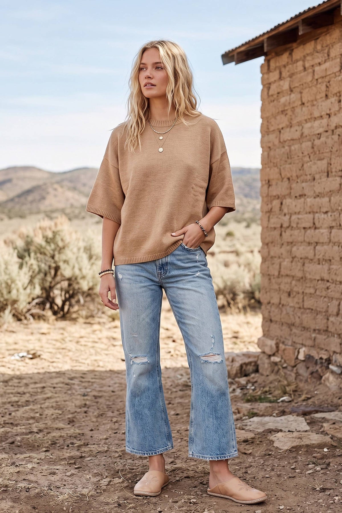 Short Sleeve Oversized Sweater Top