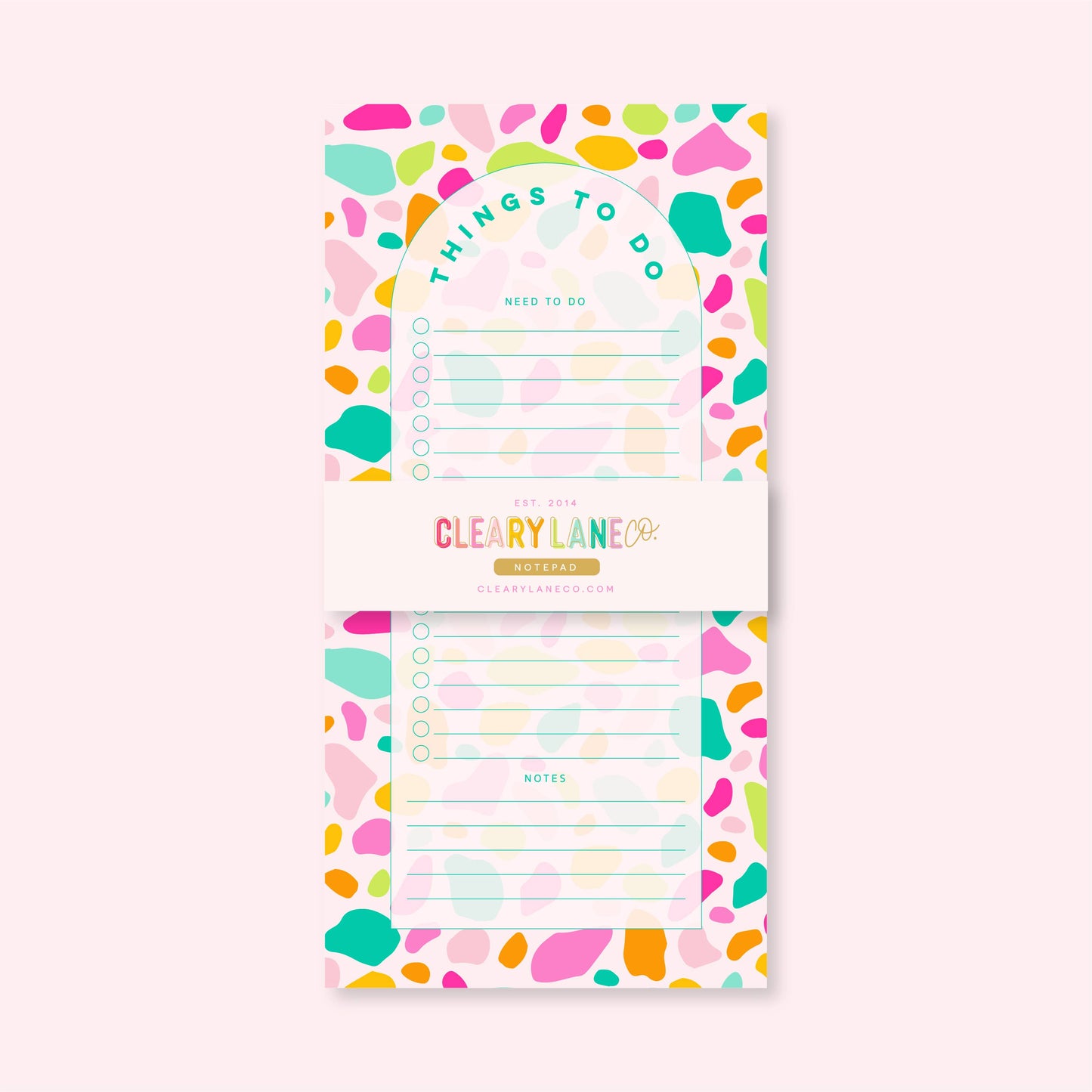 List Notepad | 4.25"x8.5" | Pink Rainbow Terrazzo