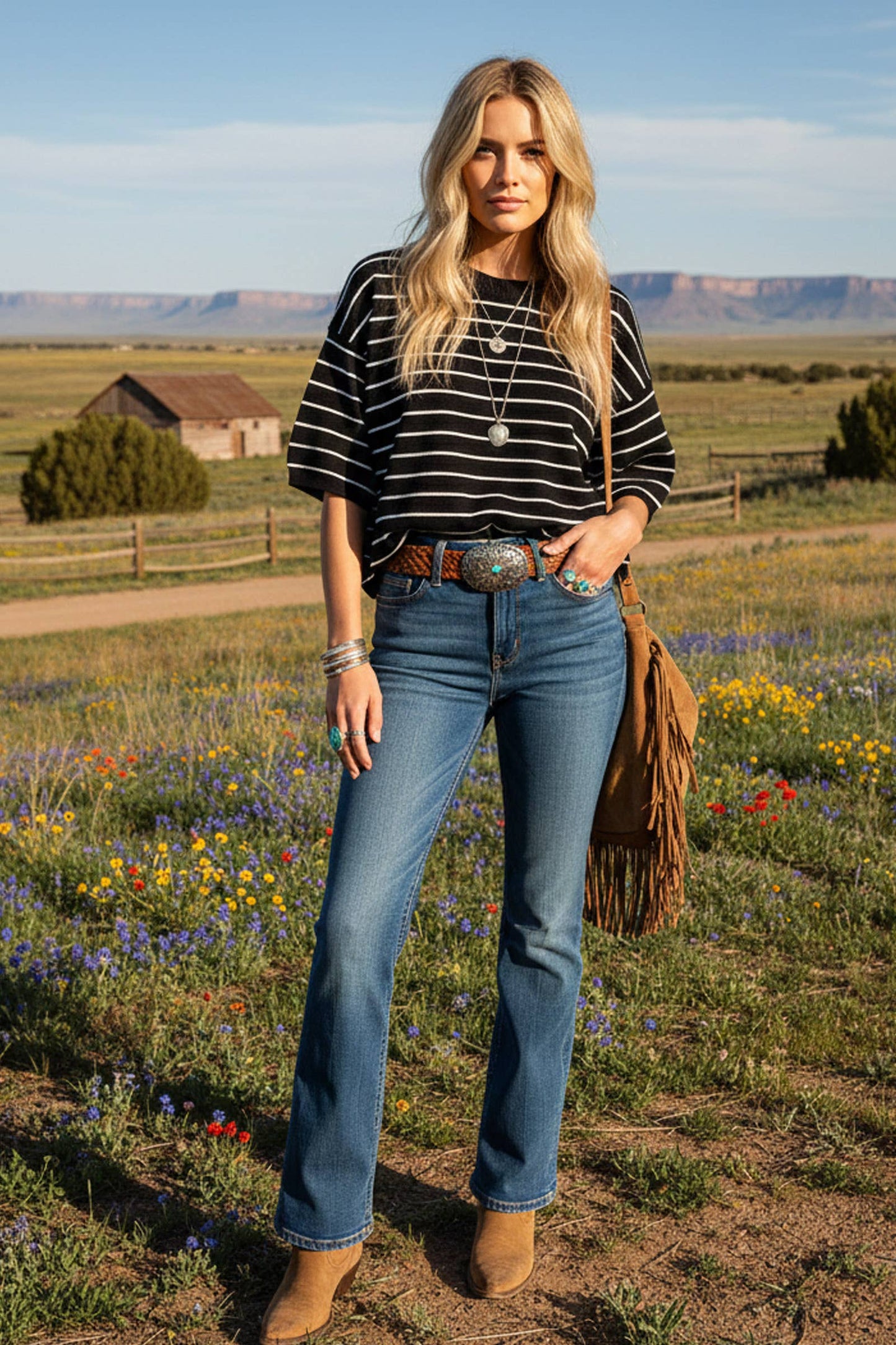 Striped Knit Short Sleeve Top