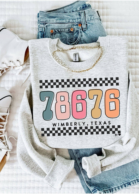 Western Munday Checkered Zip Code Sweatshirt