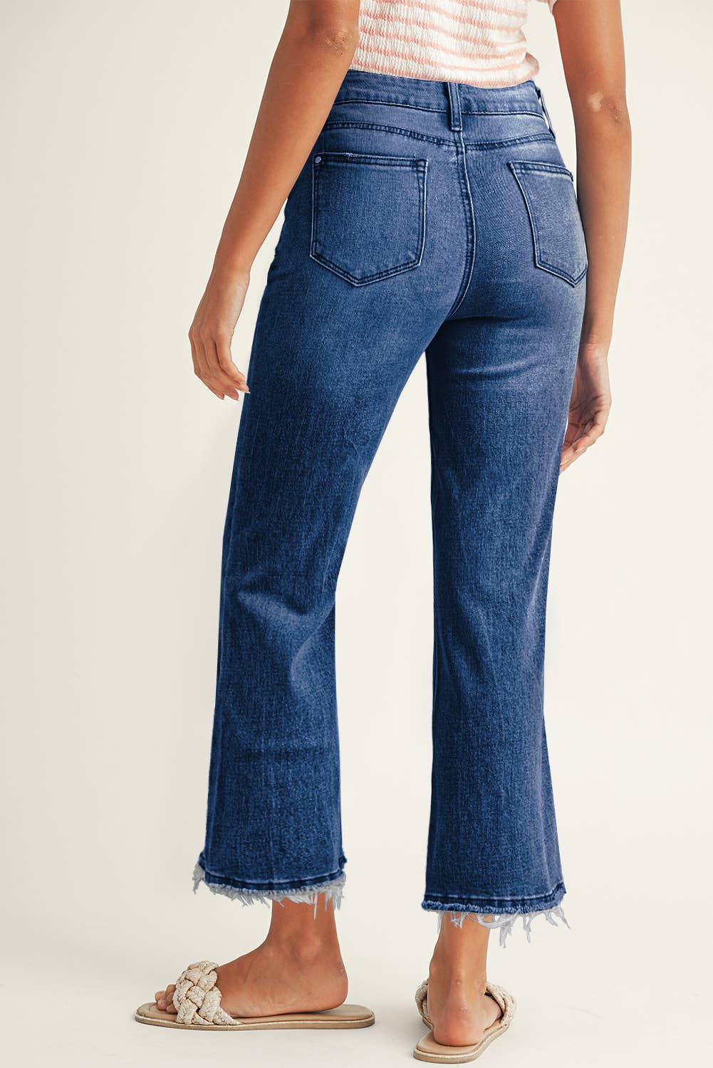 Mineral Wash Raw Hem High Waist Flared Jeans