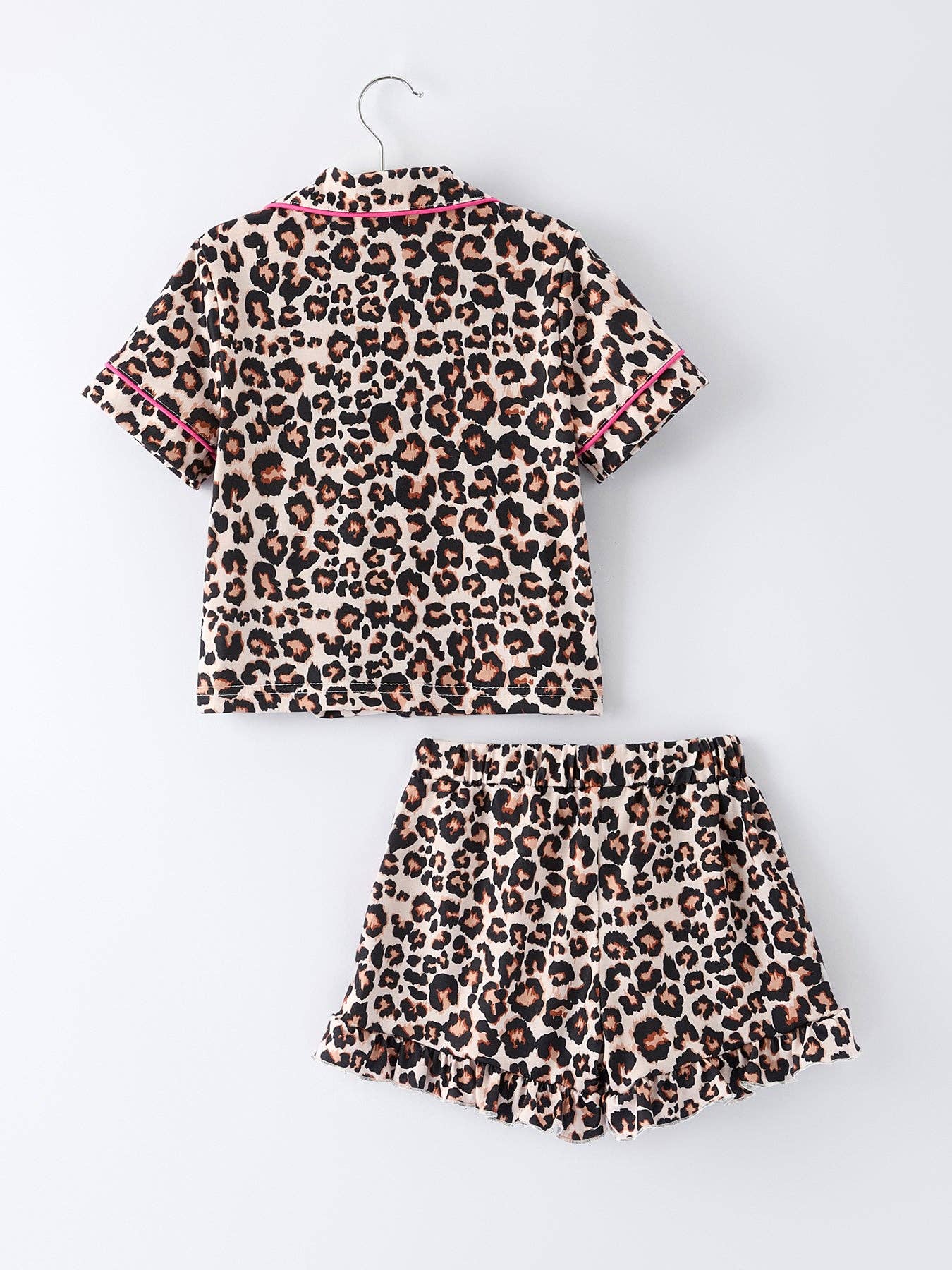 Kids Leopard Print Ruffle Pajama Set