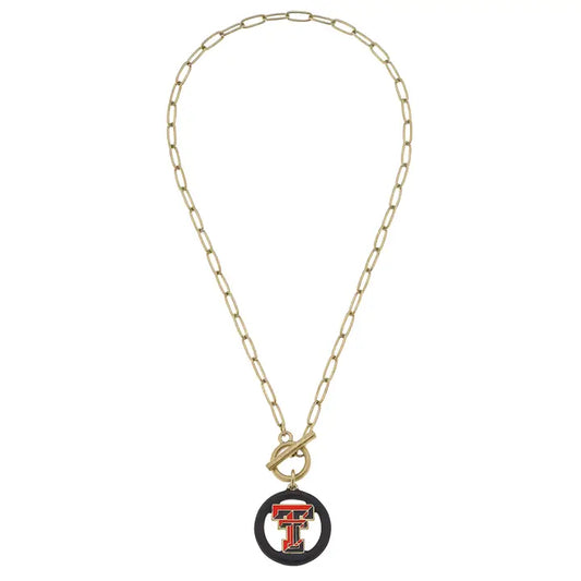 Texas Tech Red Raiders Logo Enamel T-Bar Necklace