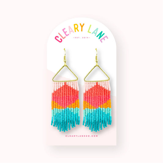 Beaded Dangle Earrings | Rainbow Aztec