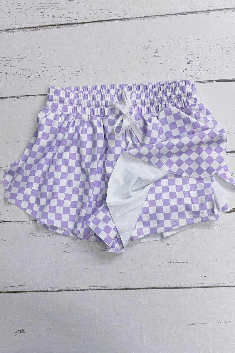Purple Checker Hi-performance shorts