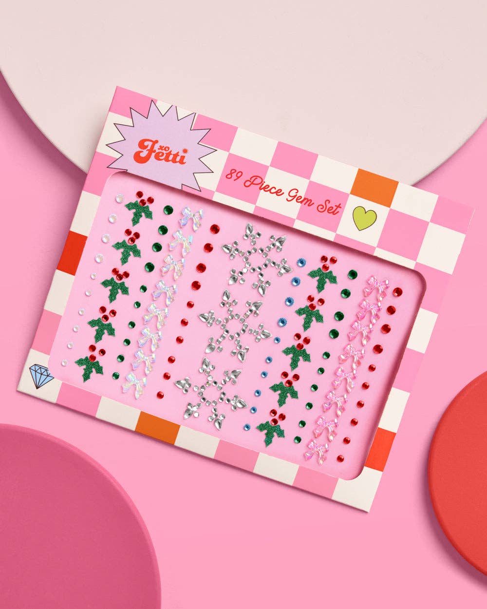 Merry & Bright Gem Set - 89 adhesive face gems, stocking stuffer, christmas gift