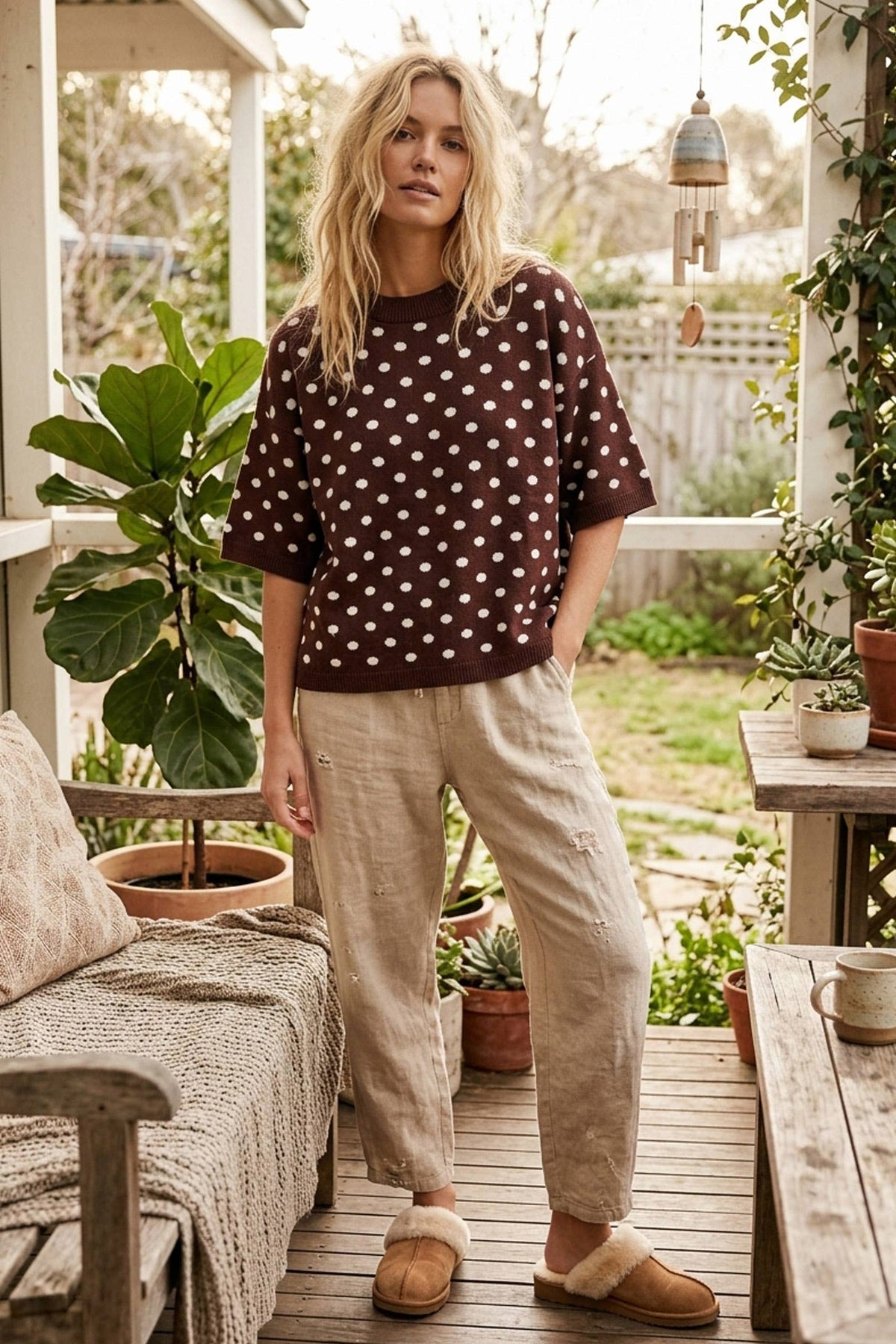 Oversized Polka Dot Sweater Top