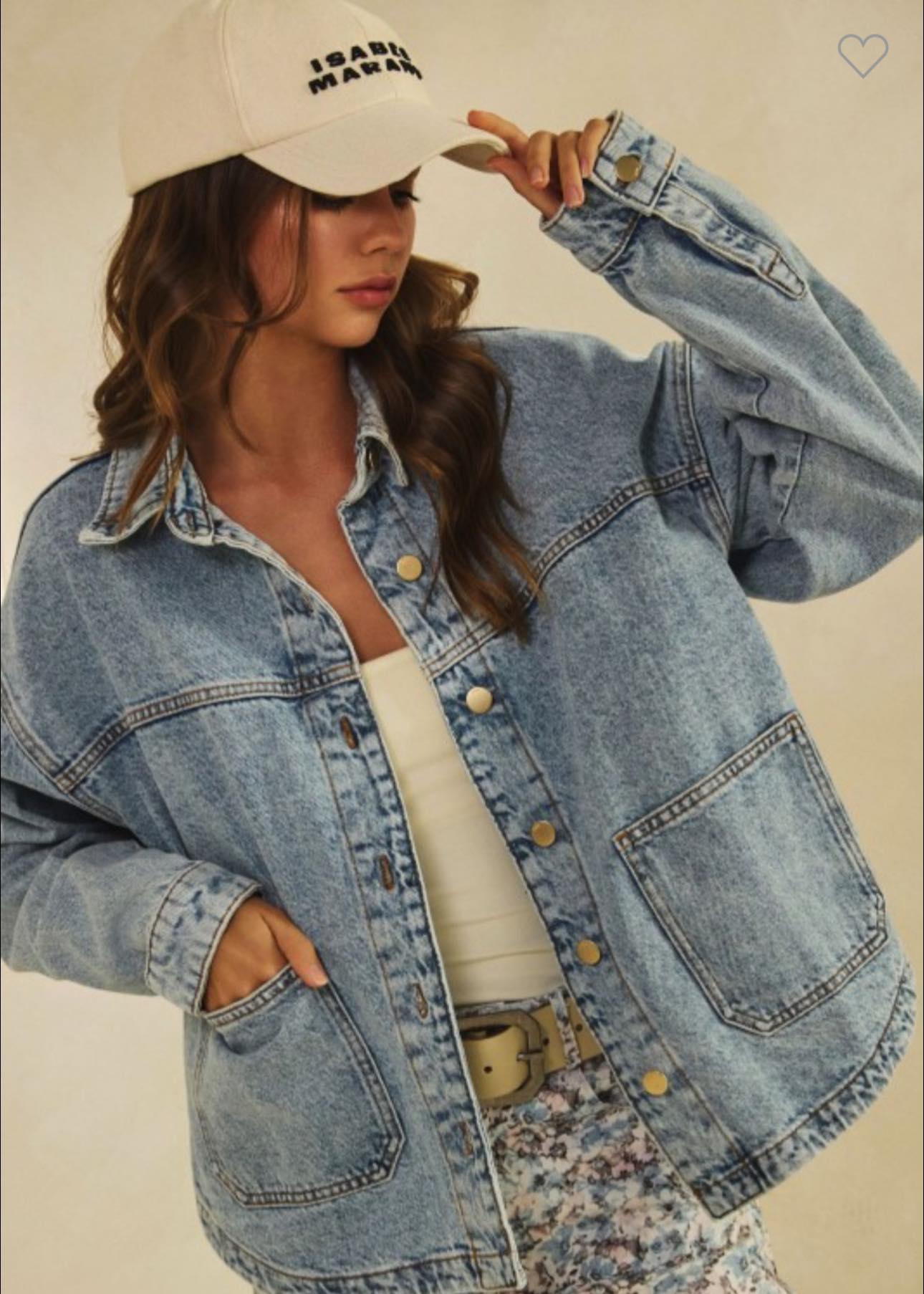 Vintage Denim Jacket With Square Poacket