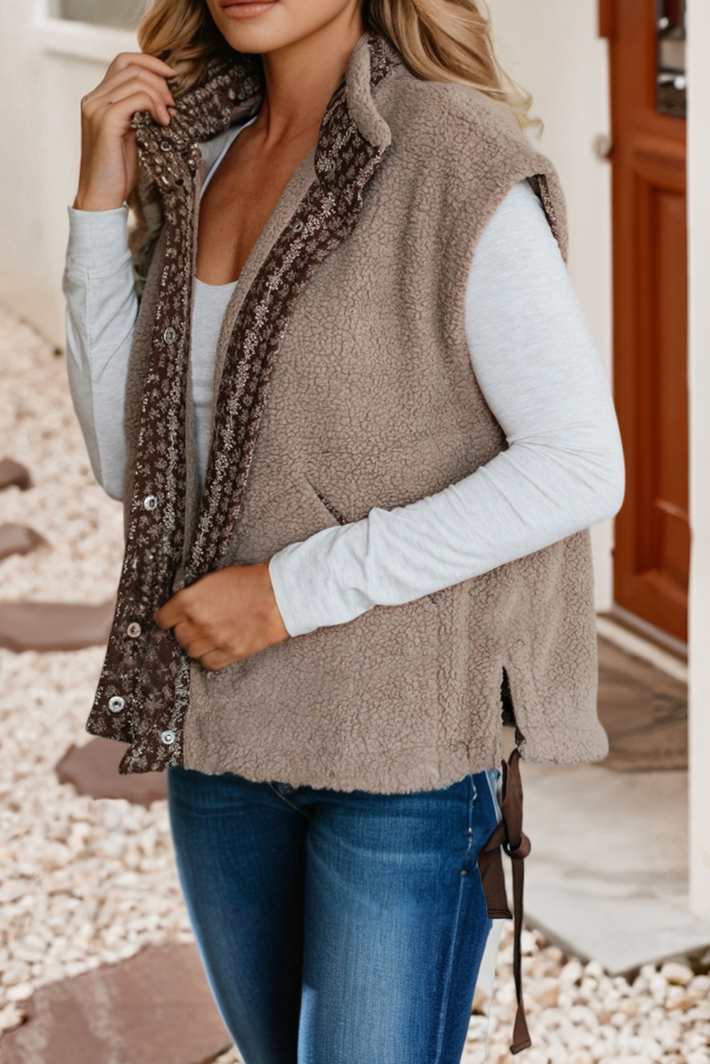 Side Bows Sherpa Fleece Vest
