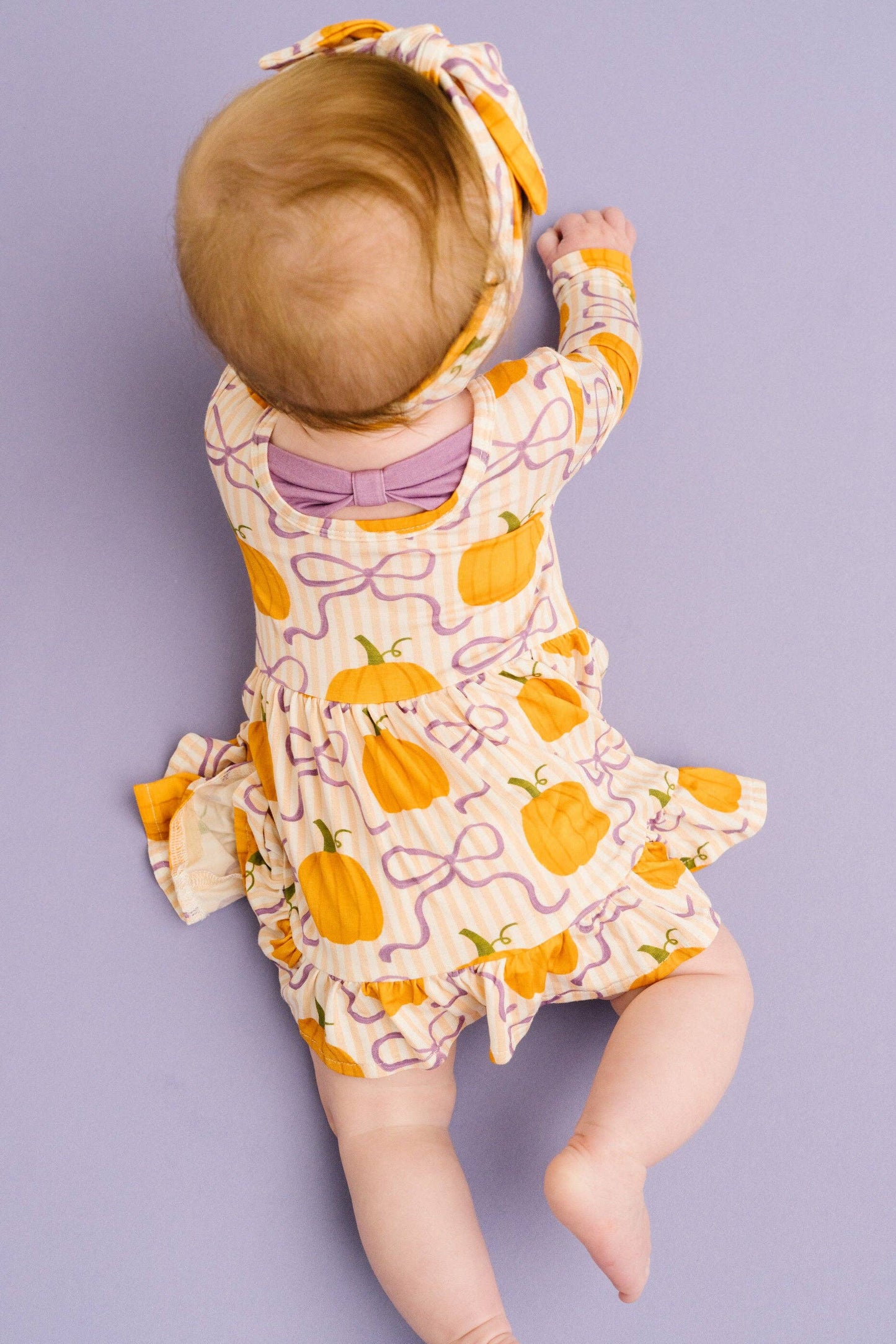 Pumpkin & Bows Long Sleeve Bodysuit Bamboo Dress