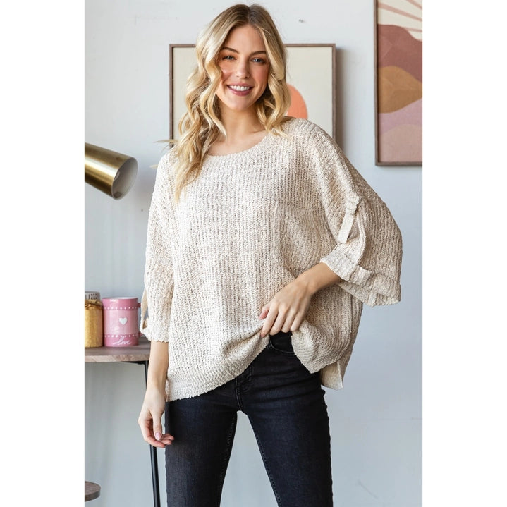 Chest Pocket Roll-Up Sweater Top