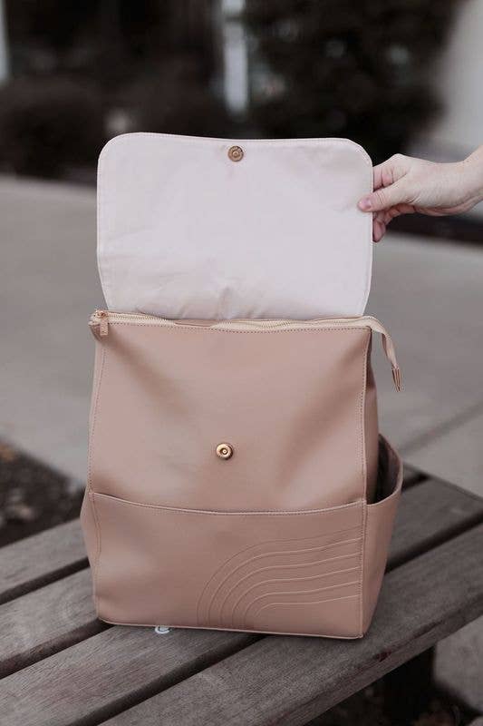 Everything Backpack- Embossed Rainbow (Latte)
