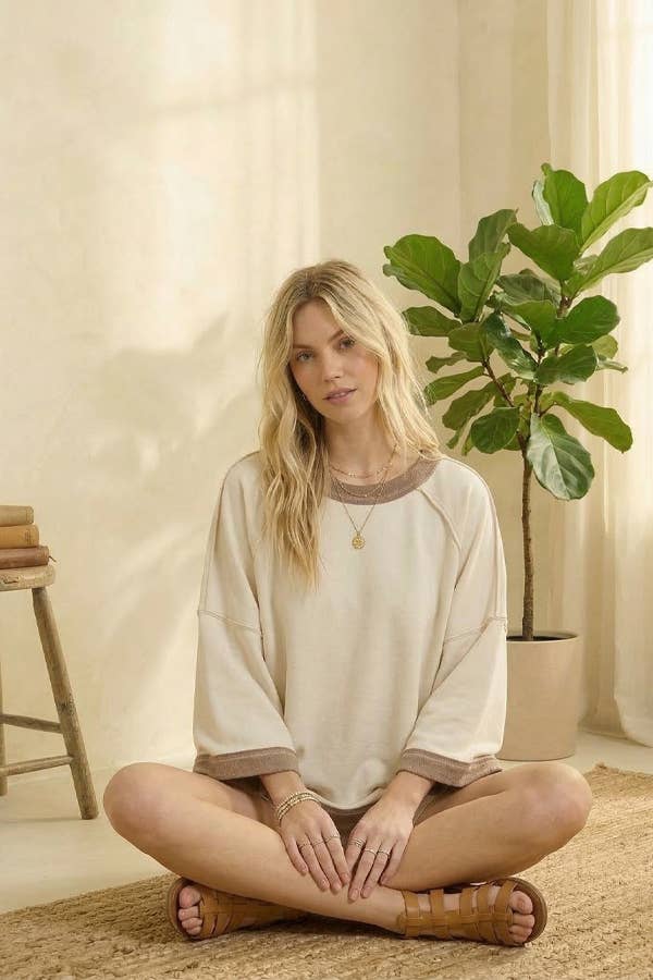 Mineral-Washed Oversized French Terry Top