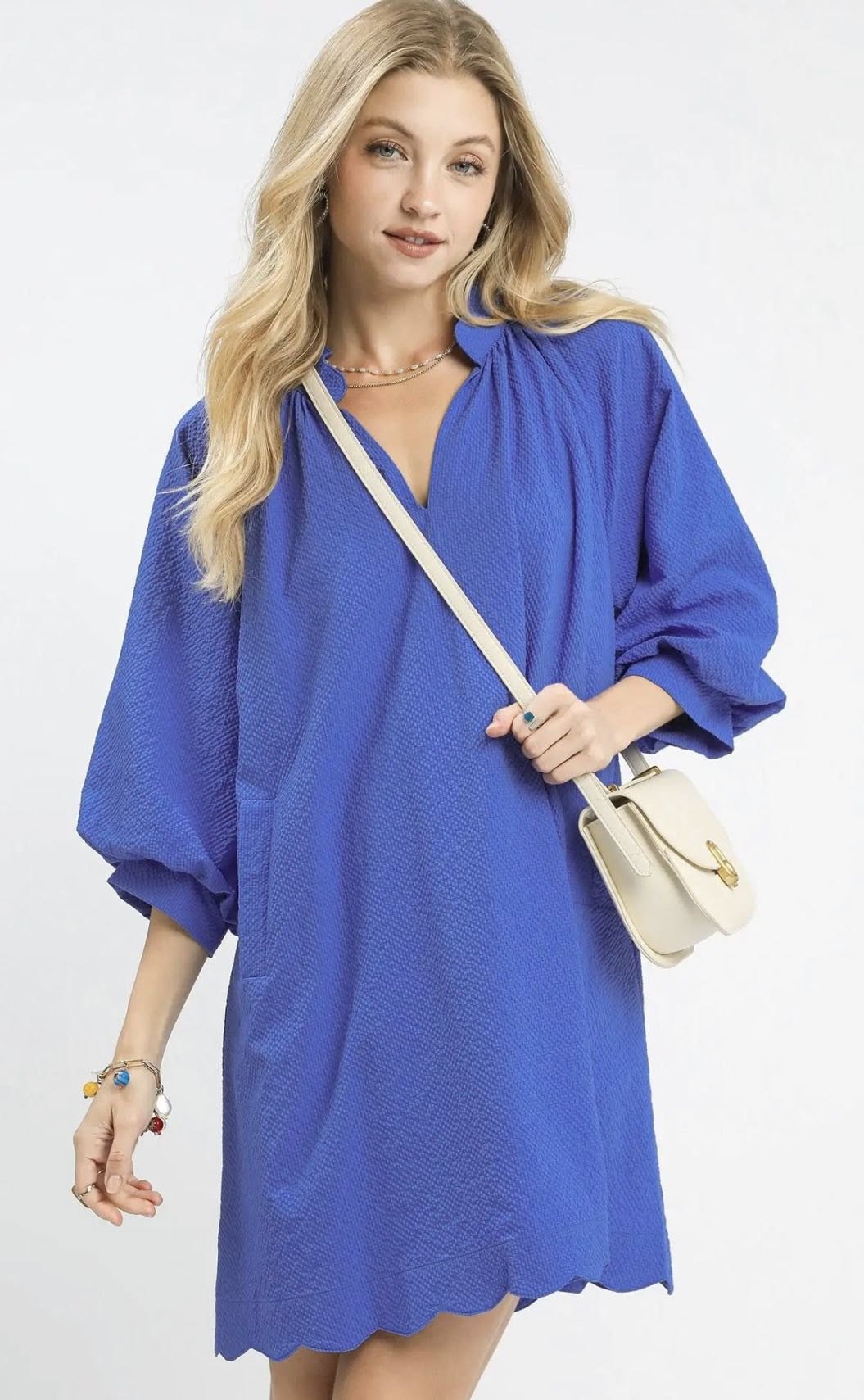Ocean Blue Textured Dress