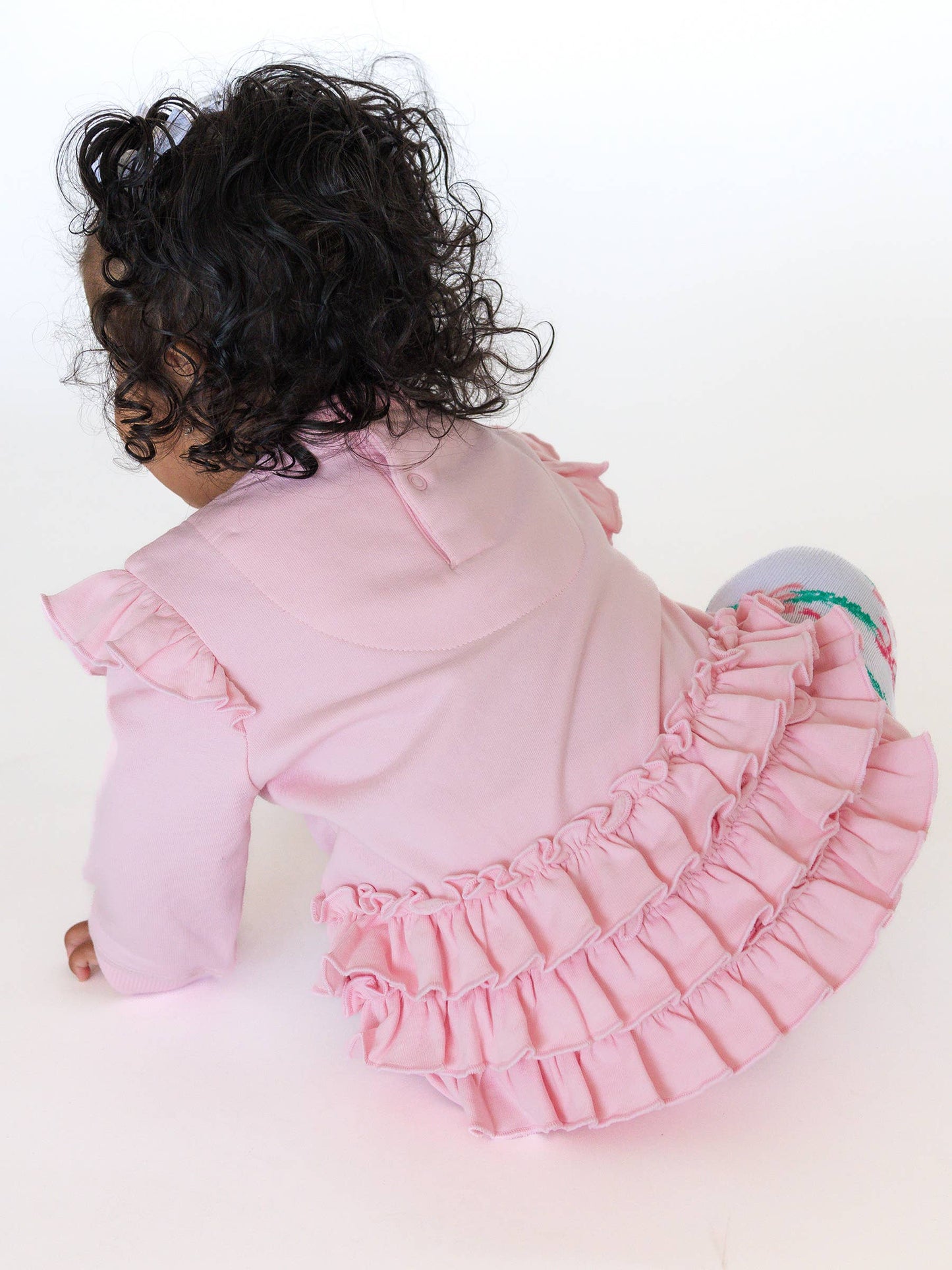 Baby Girls Pink Mistletoe Bow Applique Sweatshirt Bubble Romper