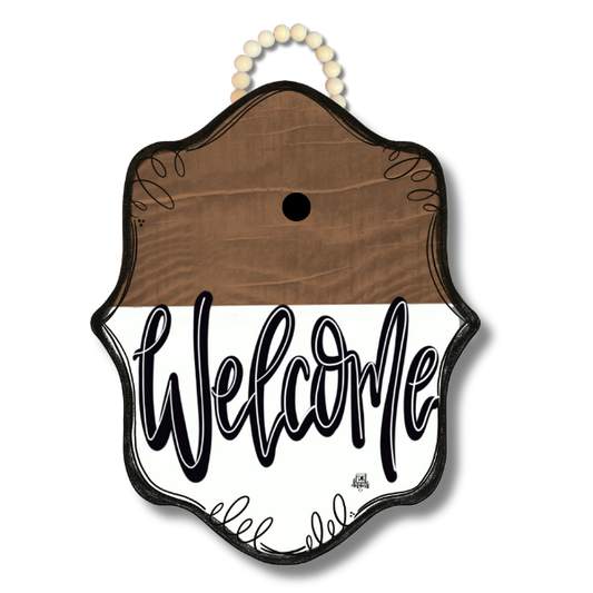 DK Stain Bloom Welcome Door Hanger w / Room for a Mini