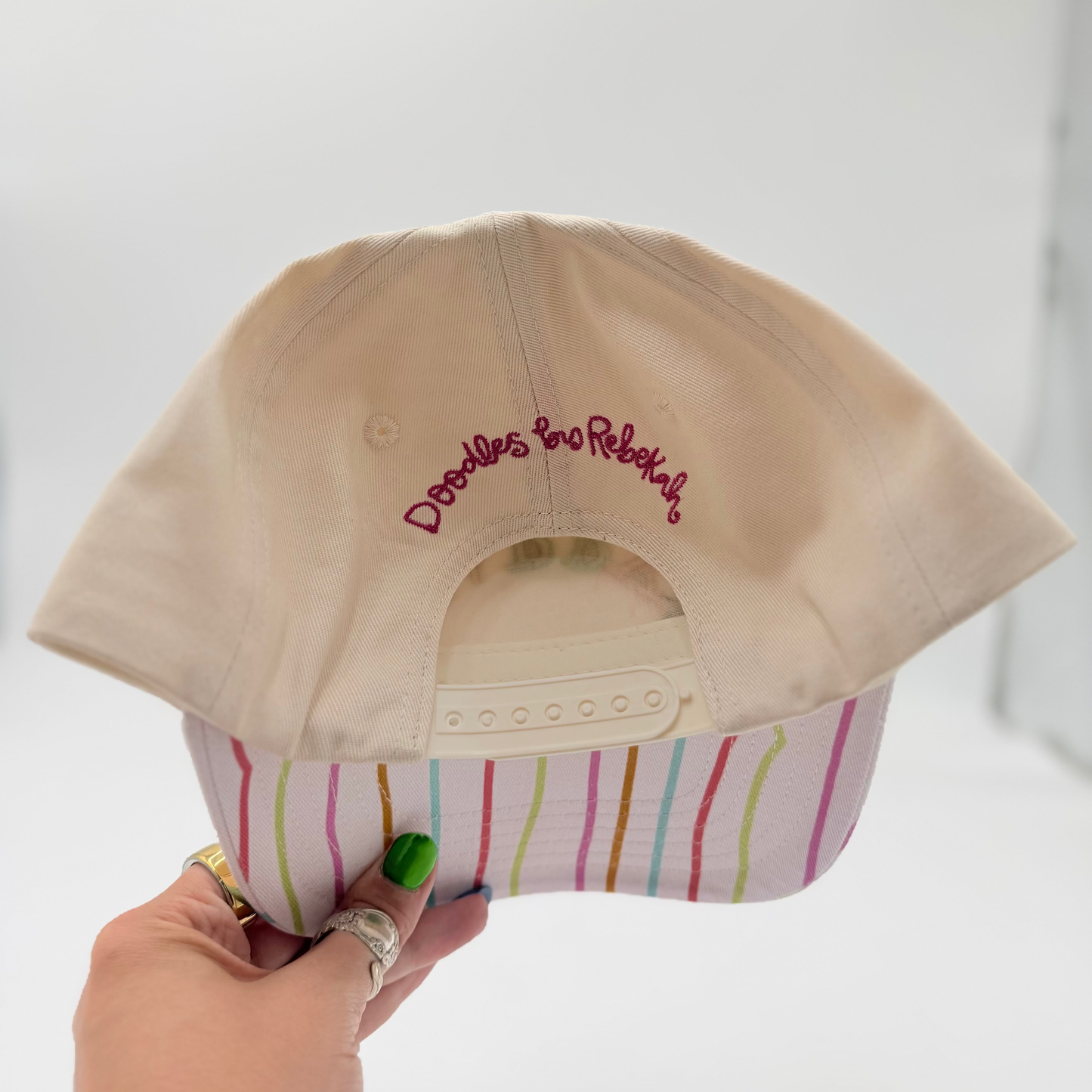 Happy Upside Down Embroidered Hat With Decorative Bill
