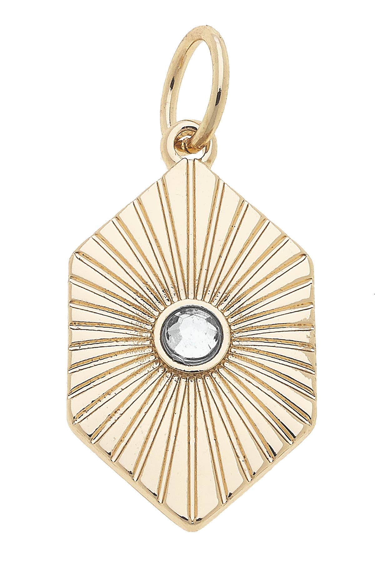 Rhinestone Rhombus Charm in Shiny Gold