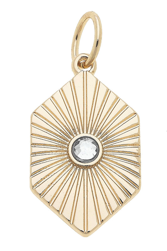 Rhinestone Rhombus Charm in Shiny Gold