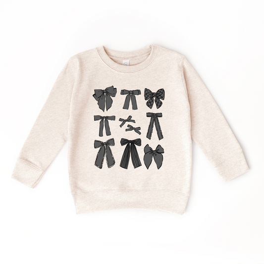 Black Coquette Bows Halloween Bows Kids Sweatshirt