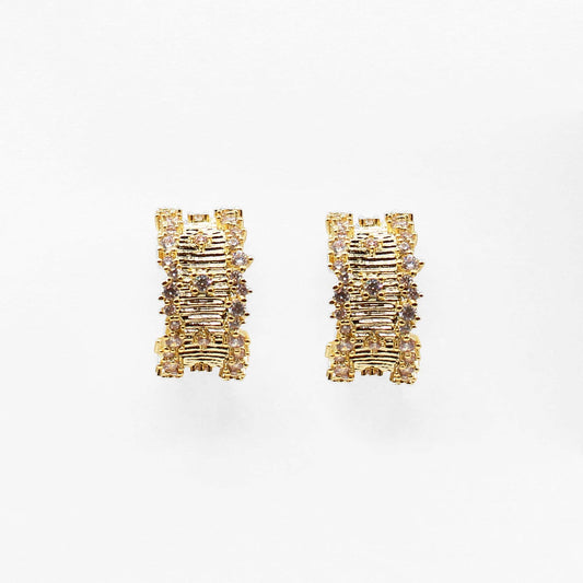 Gold Rhinestone .5" Hoop Earring