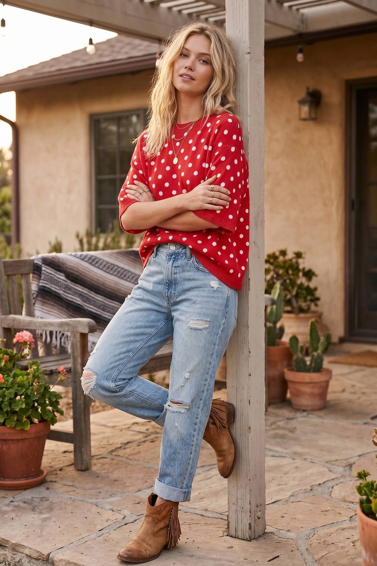 Oversized Polka Dot Sweater Top