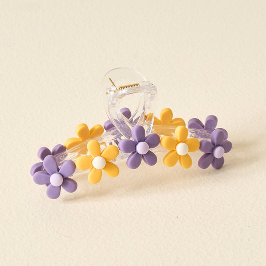 Daisy Claw Clip - Purple + Yellow