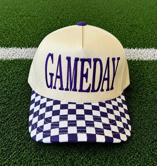 Purple GAMEDAY Checkered Hat