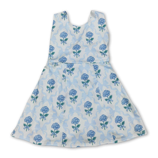 Light Blue Bow Kids Athletic Dress
